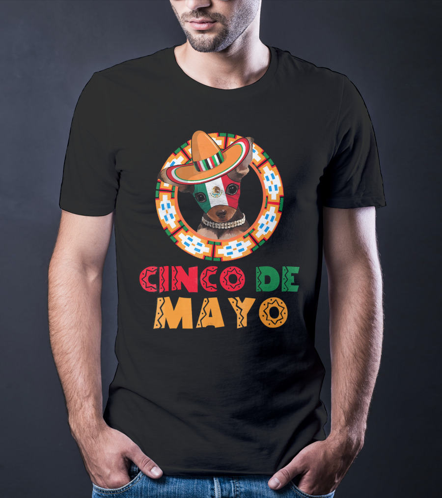 Cinco De Mayo Dog Chihuahua Mexican Sombrero T-Shirt