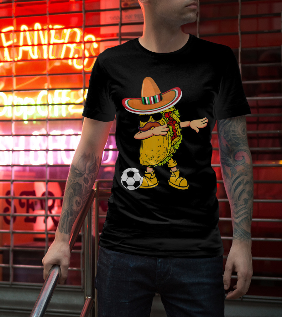 Dabbing Soccer Taco With Sombrero Cinco De Mayo Dab T-Shirt