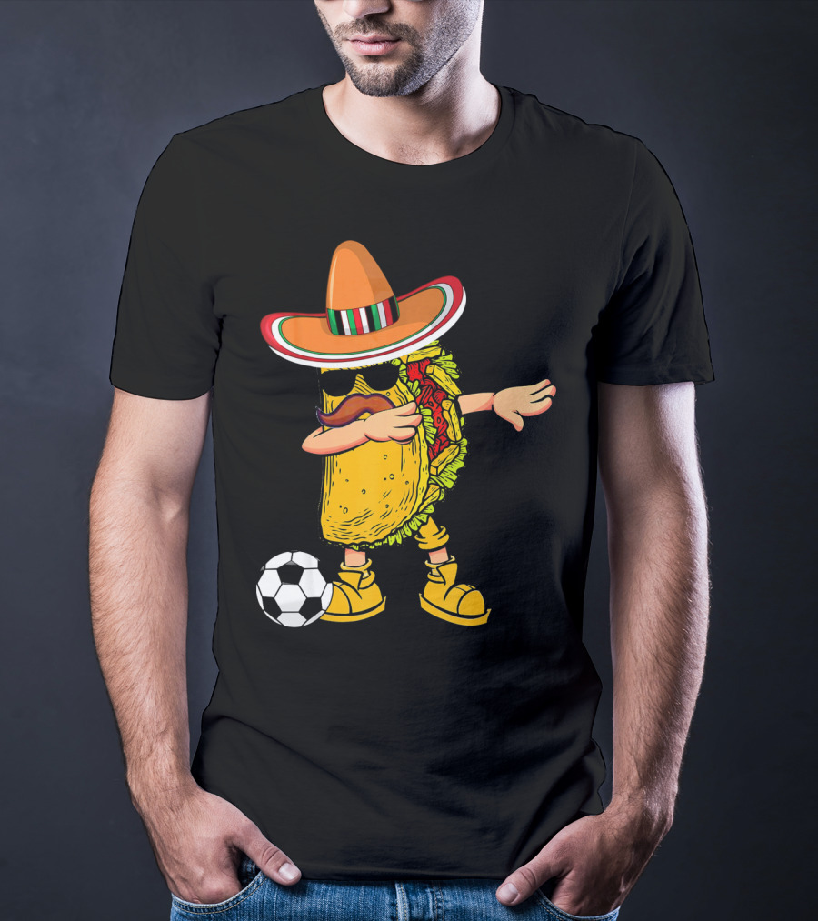 Dabbing Soccer Taco With Sombrero Cinco De Mayo Dab T-Shirt