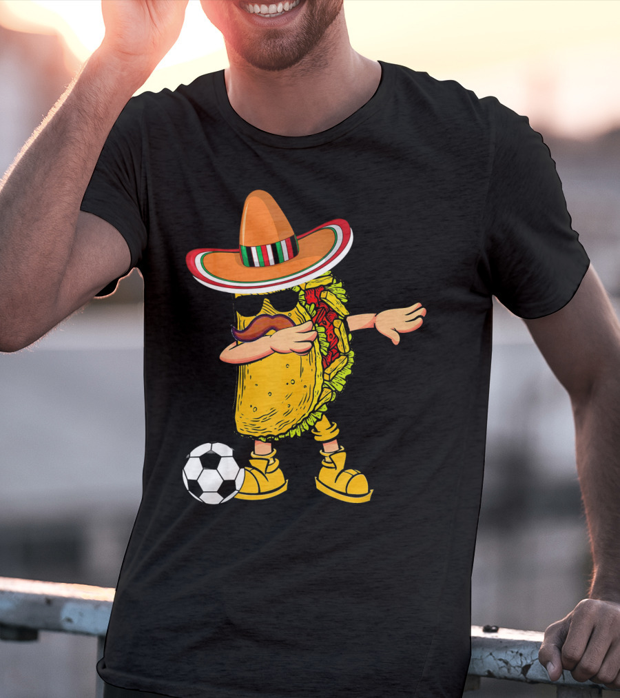Dabbing Soccer Taco With Sombrero Cinco De Mayo Dab T-Shirt