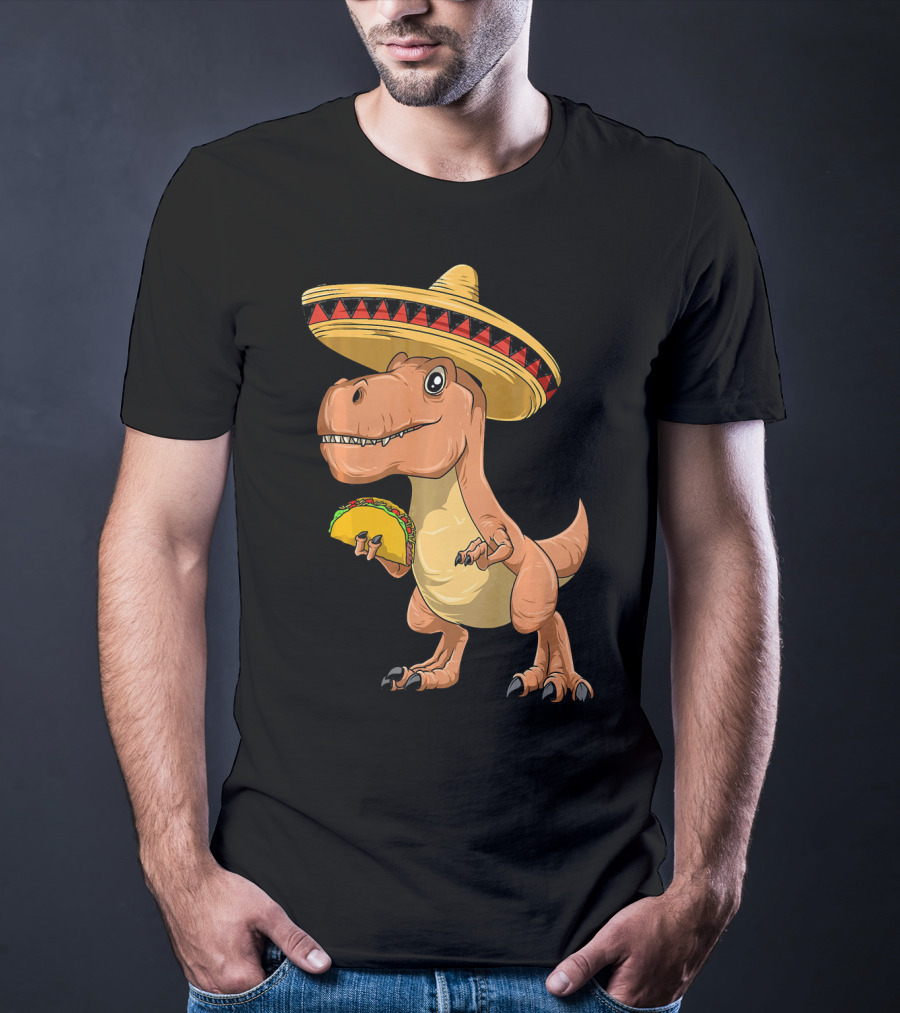 Dinosaur Taco Mexican Sombrero Dinosaur T-Shirt
