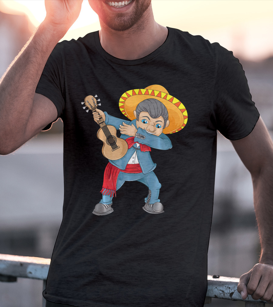 Mariachi Guitar Dabbing Cinco De Mayo T-Shirt