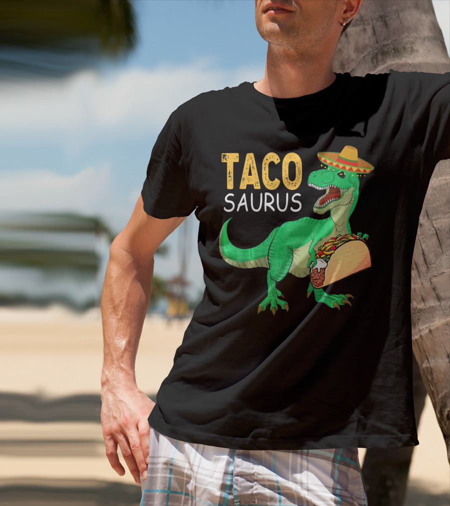 Taco Tacosaurus Dinosaur Sombrero Mexican Cinco De Mayo T-Shirt