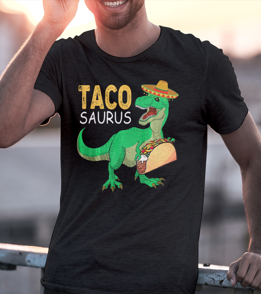 Taco Tacosaurus Dinosaur Sombrero Mexican Cinco De Mayo T-Shirt