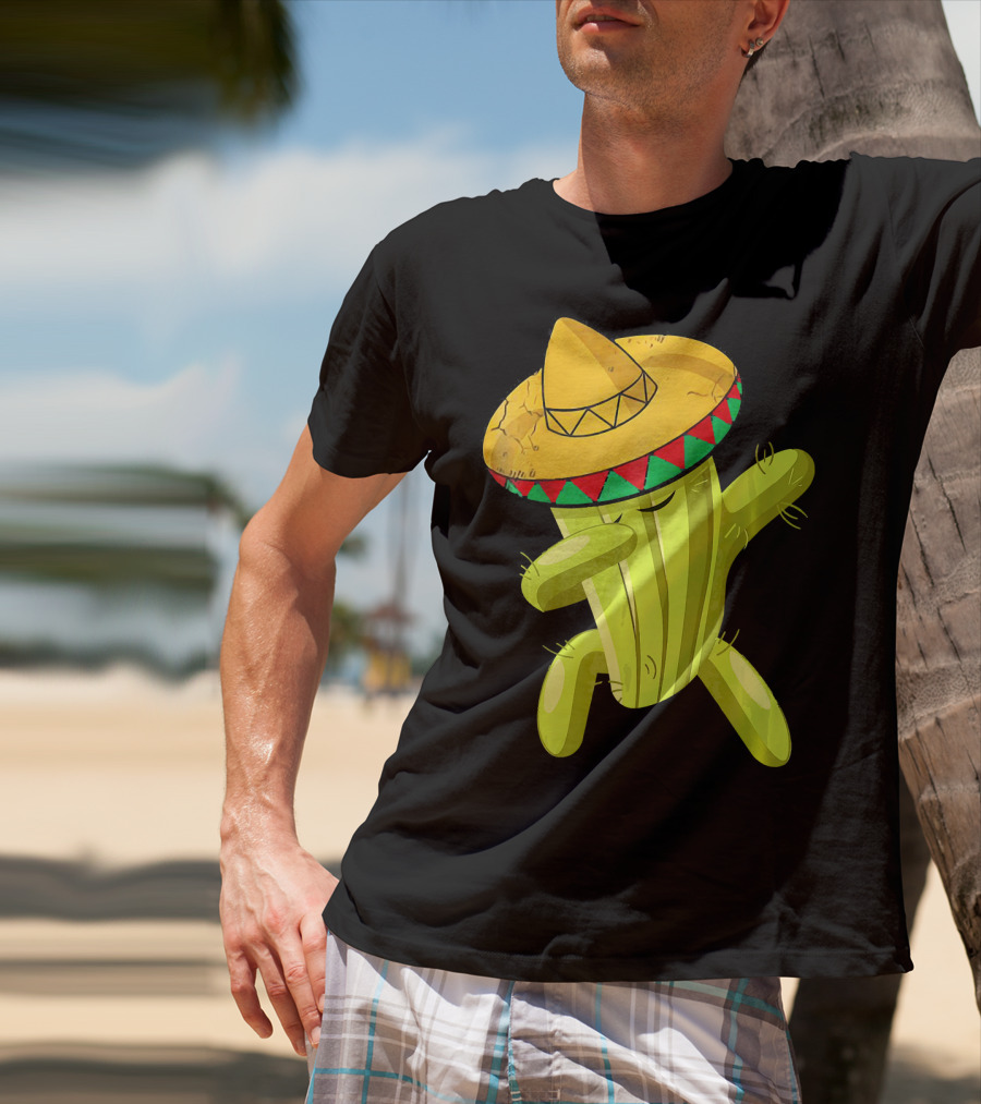 Dancing Cactus With Sombrero Funny Cinco De Mayo For Son T-Shirt
