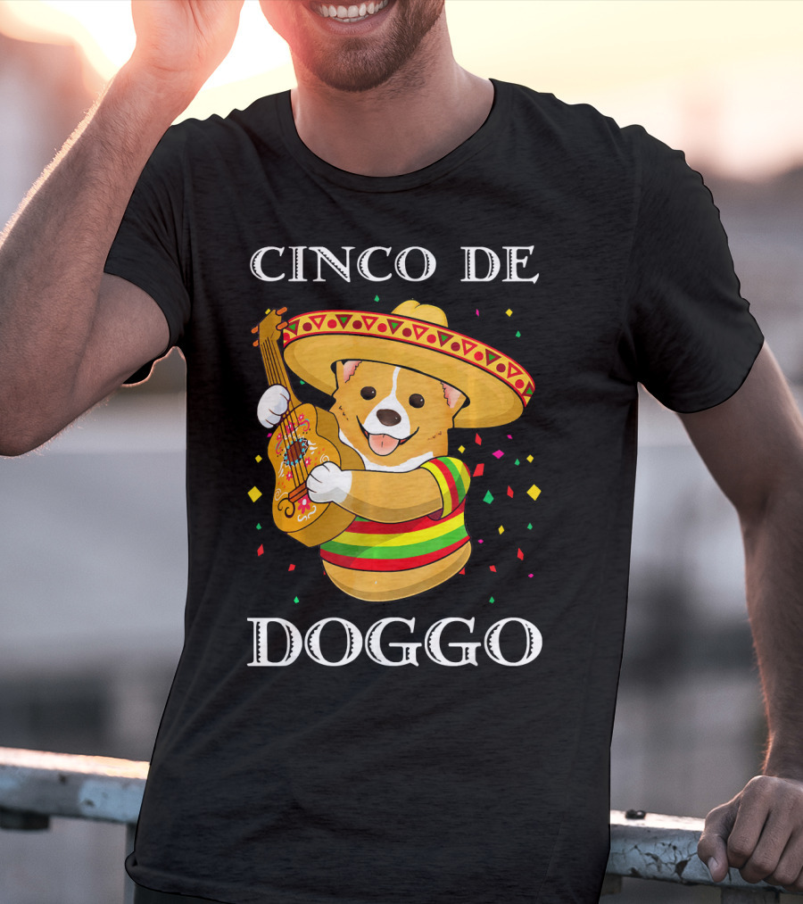 Cinco De Doggo Funny Corgi Guitar Fiesta T-Shirt