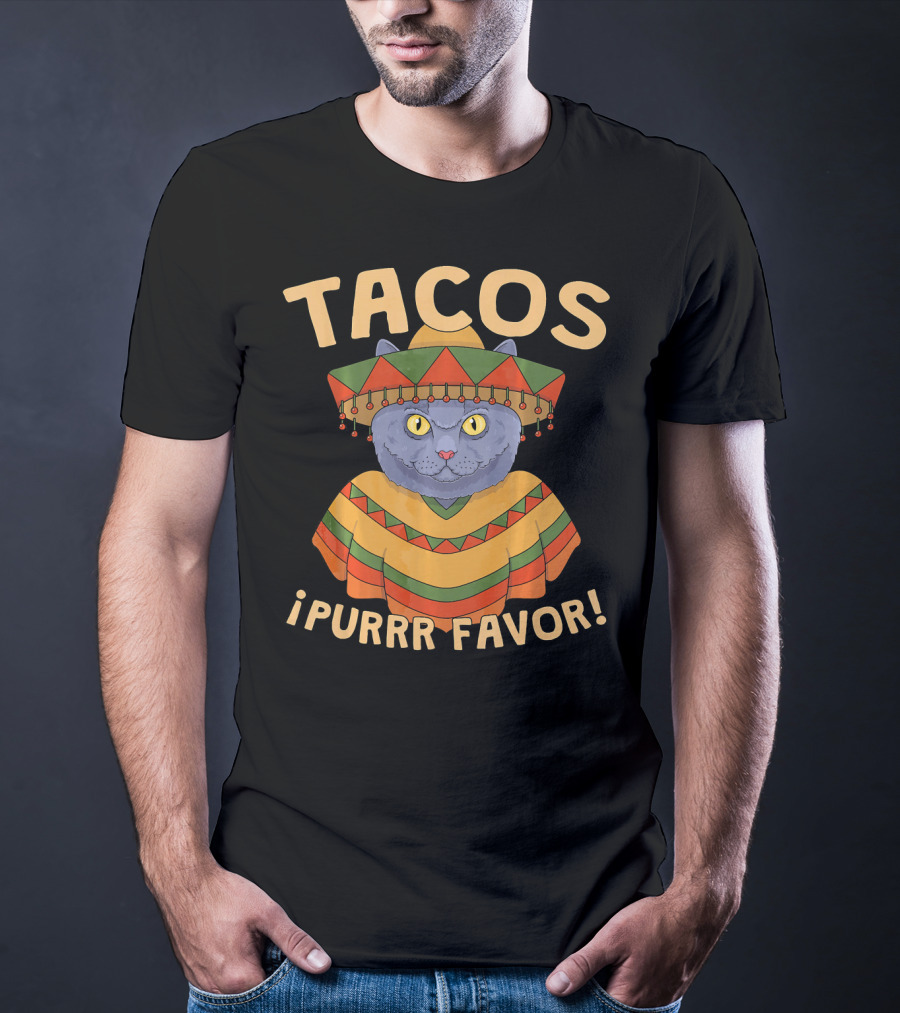 Tacos ¡Purrr Favor Cinco De Mayo British Shorthair Cat T-Shirt