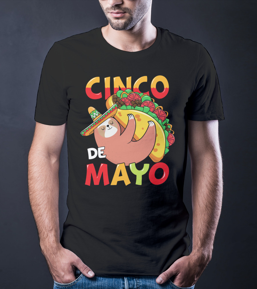 Cinco De Mayo Sloth With Sombrero And Taco T-Shirt
