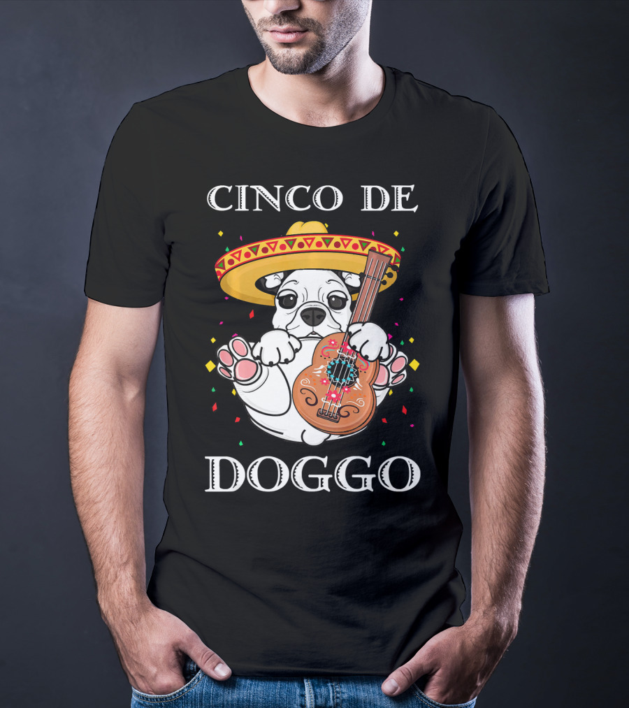 Cinco De Doggo Funny French Bulldog Guitar T-Shirt