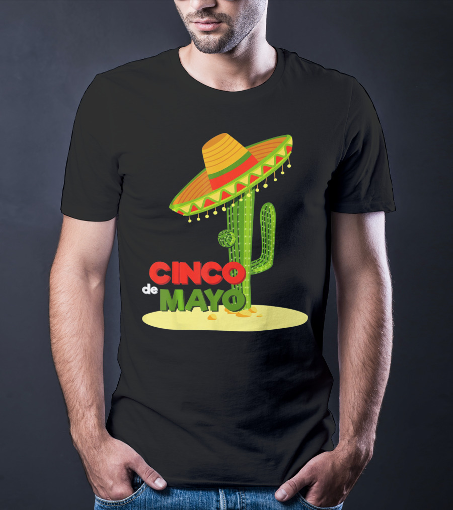 Fiesta Cinco De Mayo Cactus With Sombrero T-Shirt
