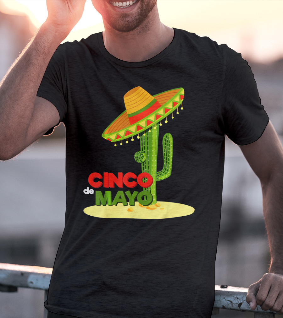 Fiesta Cinco De Mayo Cactus With Sombrero T-Shirt
