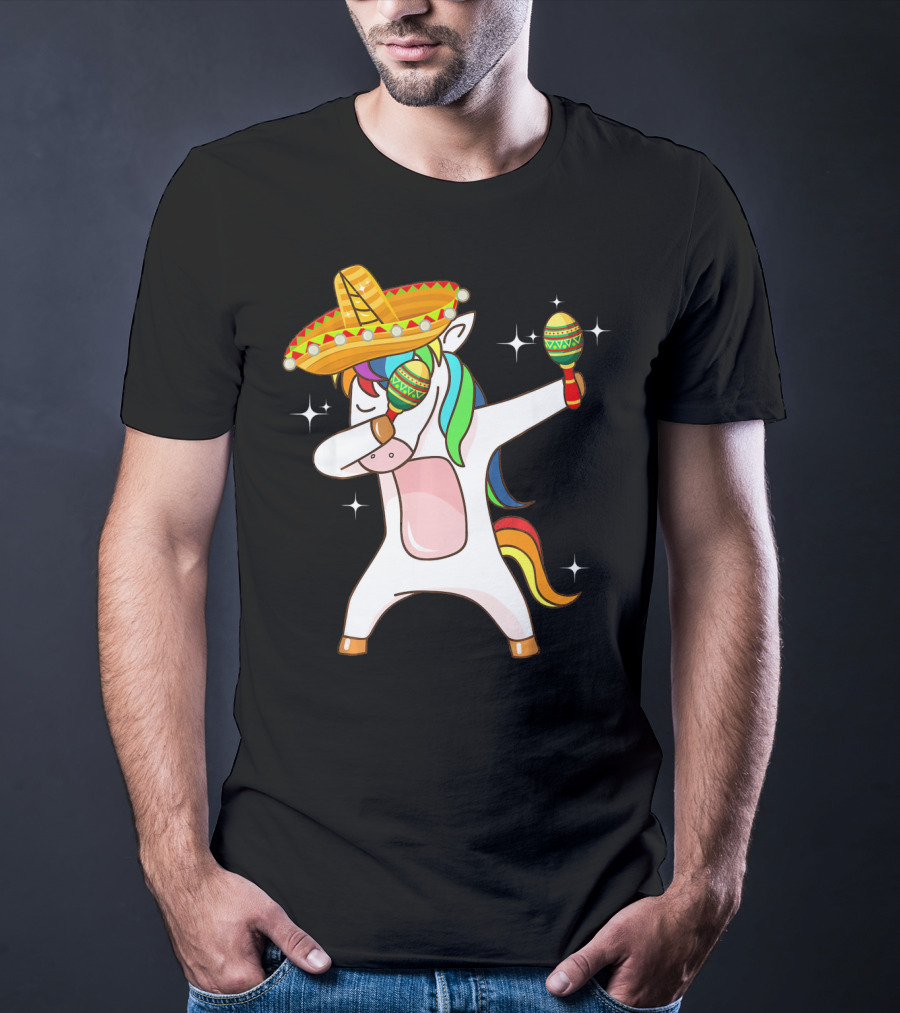 Dabbing Unicorn Sombrero Maracas Cinco De Mayo T-Shirt