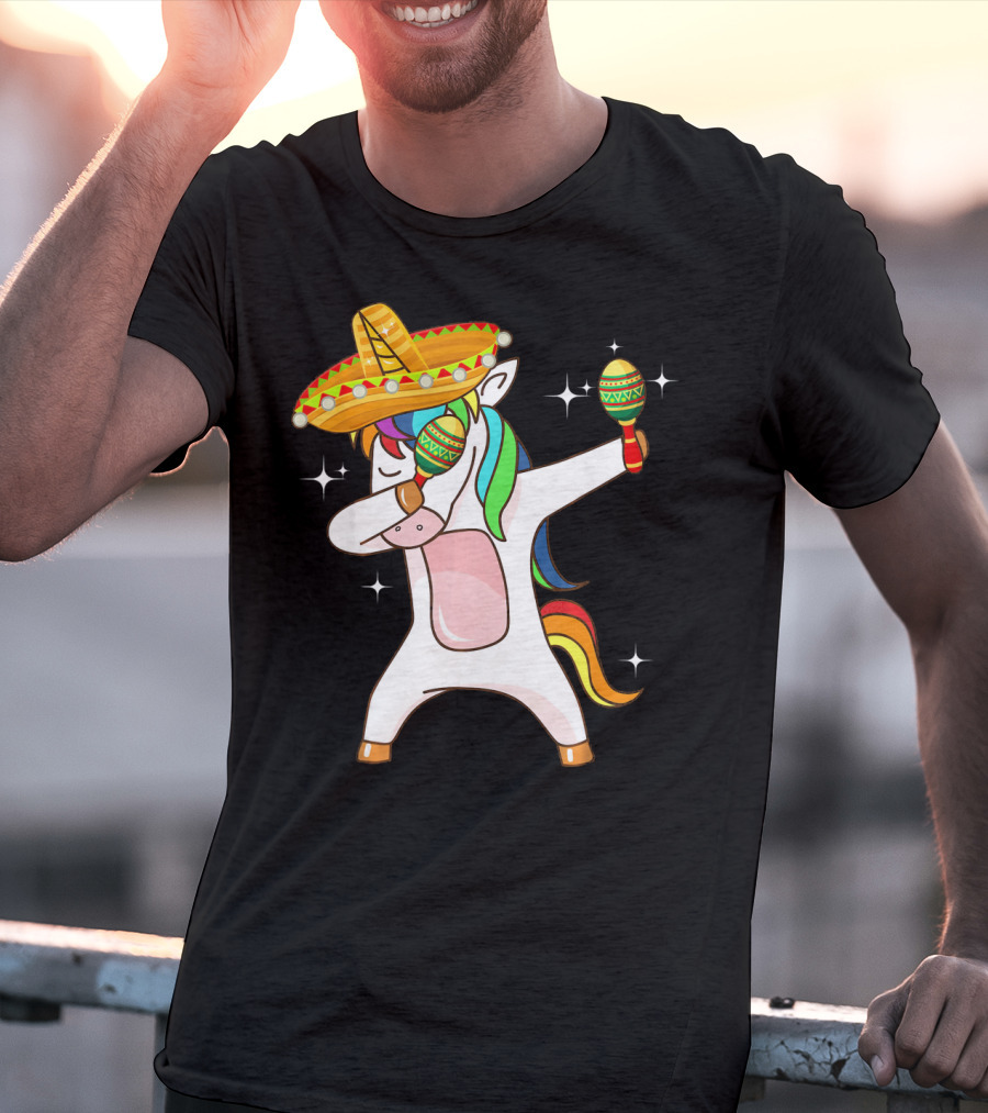 Dabbing Unicorn Sombrero Maracas Cinco De Mayo T-Shirt