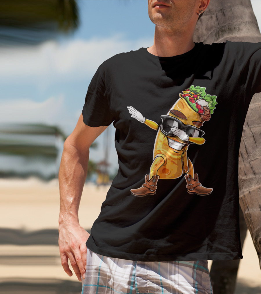 Dabbing Burrito With Cowboy Boots Cinco De Mayo Party T-Shirt