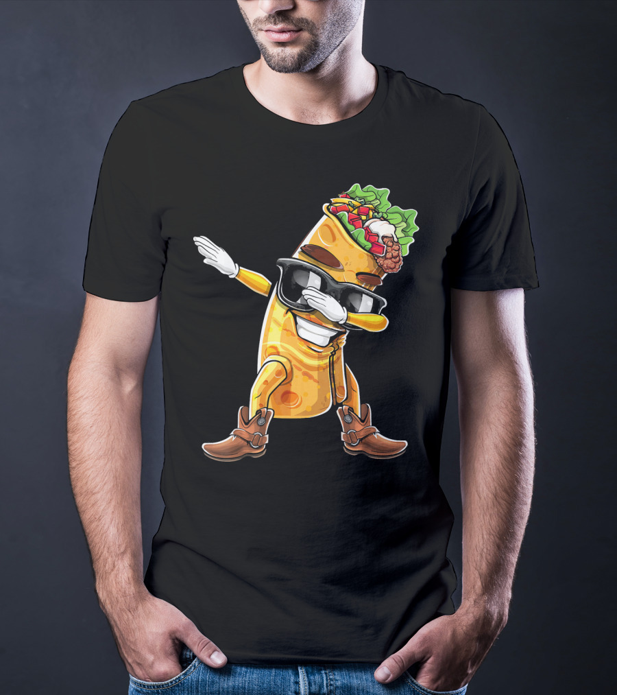 Dabbing Burrito With Cowboy Boots Cinco De Mayo Party T-Shirt