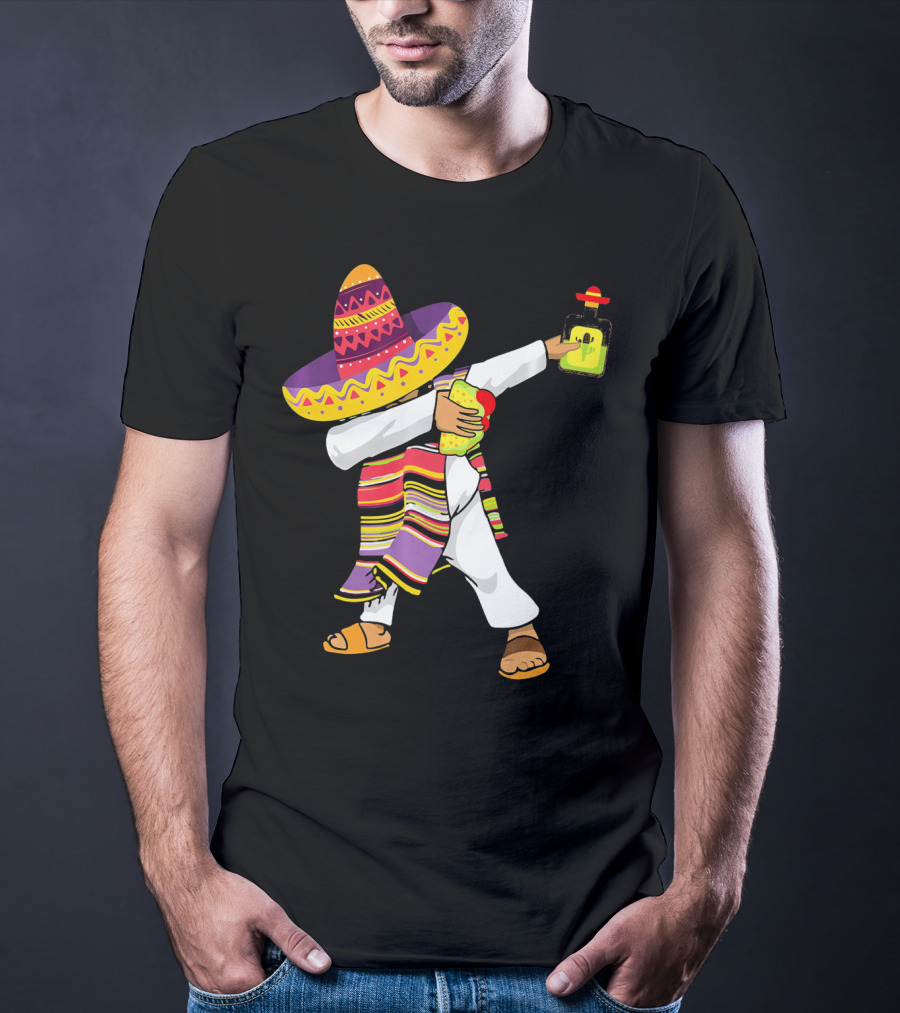 Mexican Poncho Dabbing Sombrero Cinco De Mayo Tequila T-Shirt