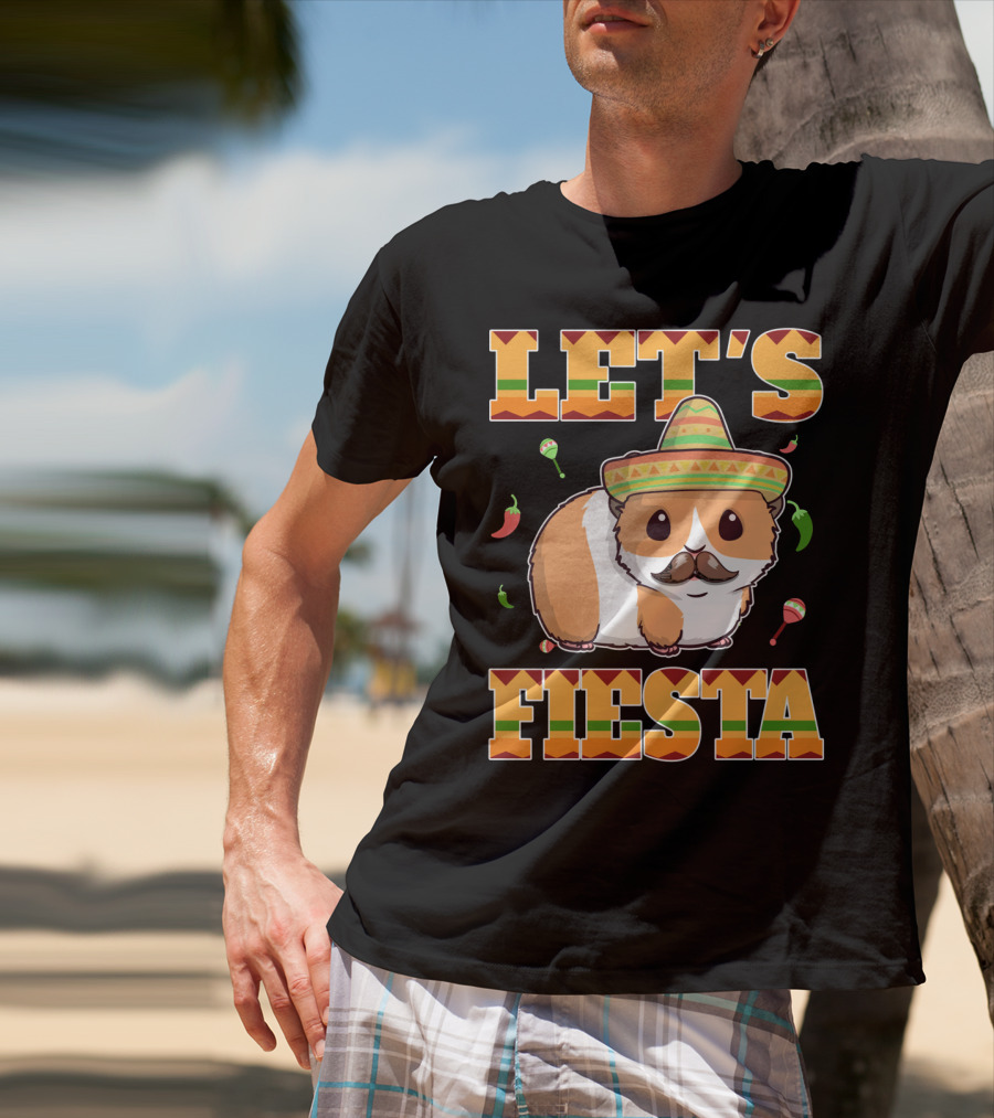 Let's Fiesta Guinea Pig Sombrero Maracas Cinco De Mayo Mex T-Shirt