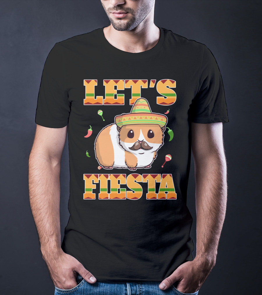 Let's Fiesta Guinea Pig Sombrero Maracas Cinco De Mayo Mex T-Shirt