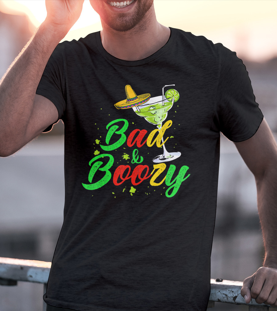 Cinco De Mayo Bad And Boozy Sombrero Margarita Lime Drink T-Shirt