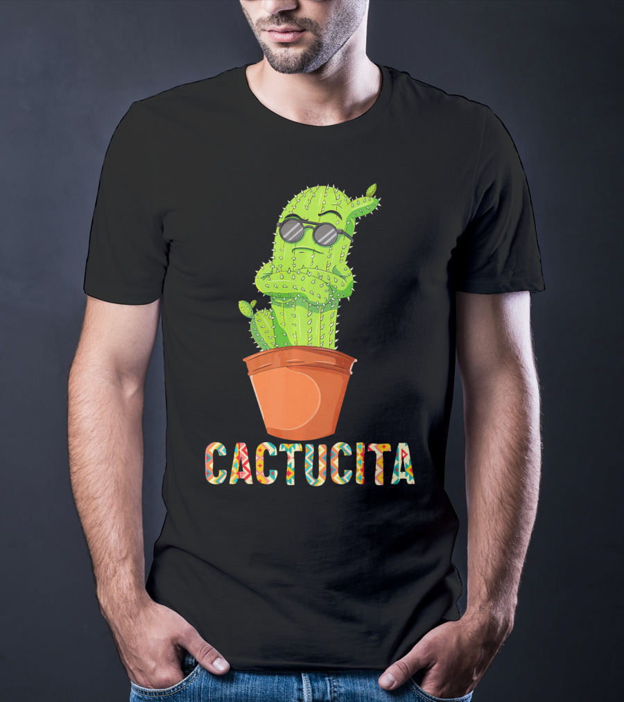 Mamacita Cactus Cactucita Cinco De Mayo Cactus With Sunglasses In Pot T-Shirt