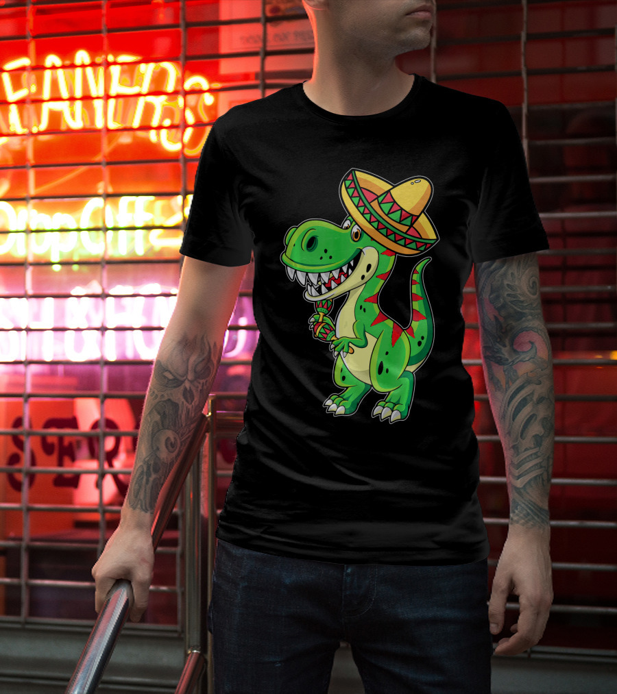 Cinco De Mayo Sombrero Tyrannosaurus Rex Dinosaur Fiesta T-Shirt