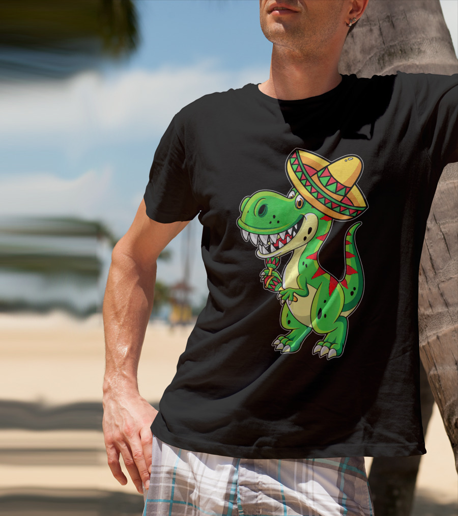 Cinco De Mayo Sombrero Tyrannosaurus Rex Dinosaur Fiesta T-Shirt