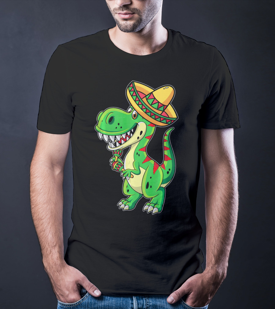 Cinco De Mayo Sombrero Tyrannosaurus Rex Dinosaur Fiesta T-Shirt