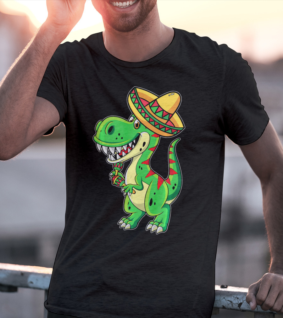 Cinco De Mayo Sombrero Tyrannosaurus Rex Dinosaur Fiesta T-Shirt