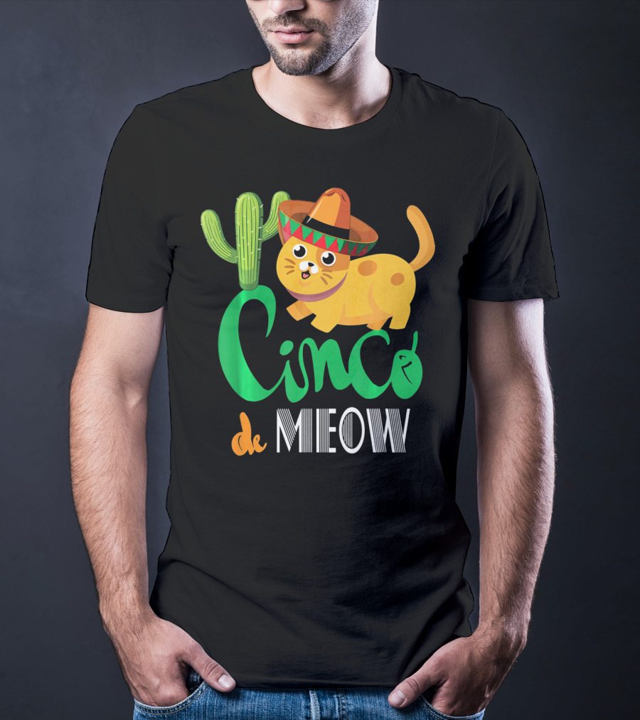 Cinco De Meow Cat Cactus Sombrero Mexico Cinco De Mayo T-Shirt