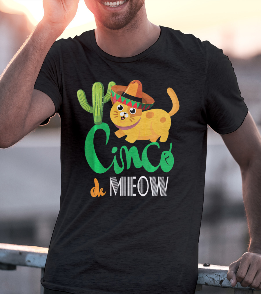 Cinco De Meow Cat Cactus Sombrero Mexico Cinco De Mayo T-Shirt