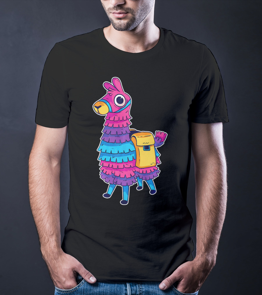 Llama Pinata Funny Festive Fiesta Party With Colorful Backpack T-Shirt