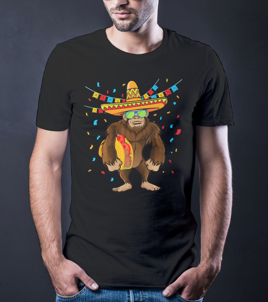 Bigfoot Sombrero Taco Cinco De Mayo Festive T-Shirt