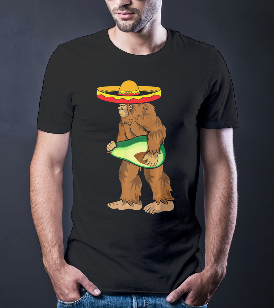 Bigfoot Sombrero Avocado Cinco De Mayo T-Shirt