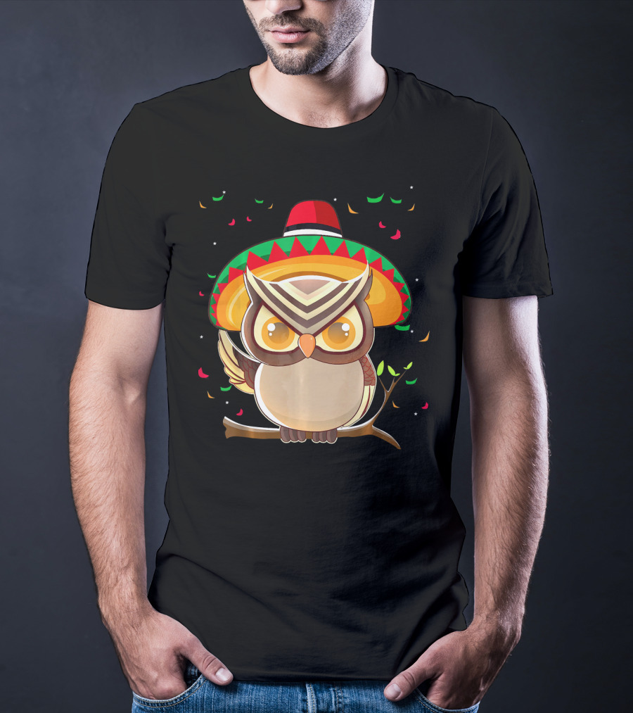 Cute Night Owl Sombrero Cinco De Mayo 5th Of May T-Shirt