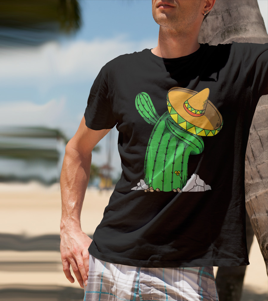 Cinco De Mayo Dabbing Cactus With Sombrero Fun T-Shirt