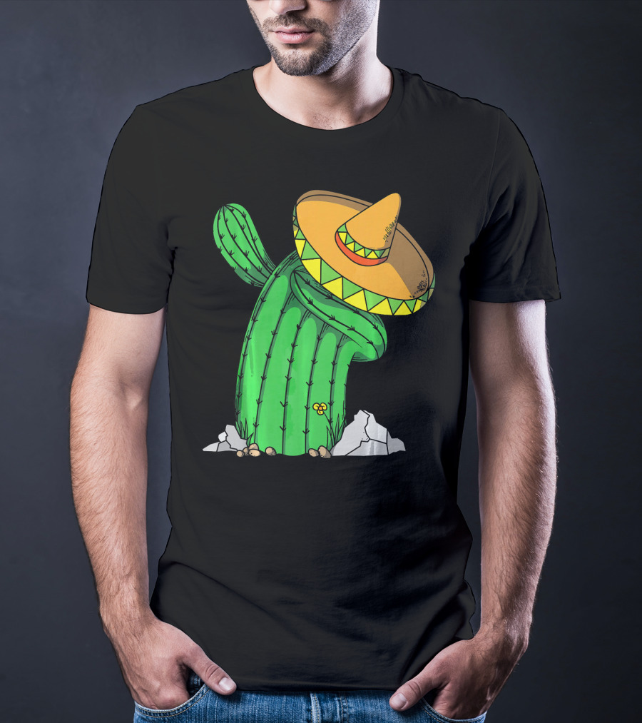 Cinco De Mayo Dabbing Cactus With Sombrero Fun T-Shirt