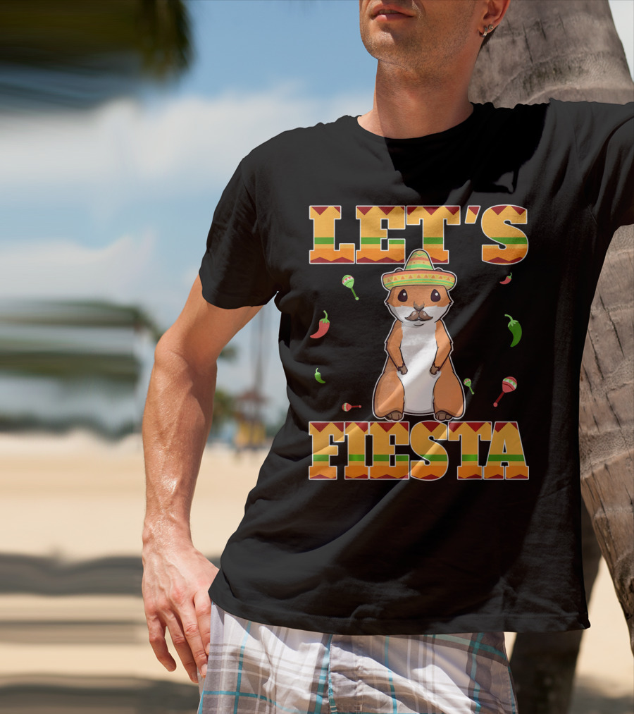 Let's Fiesta Prairie Dog Cinco De Mayo Sombrero Celebration Peppers Maracas T-Shirt