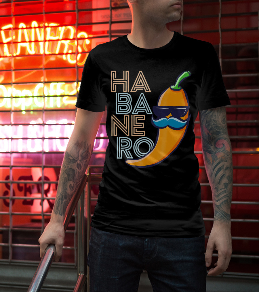 Habanero Lover Emoji Cinco De Mayo Mustache Pepper T-Shirt