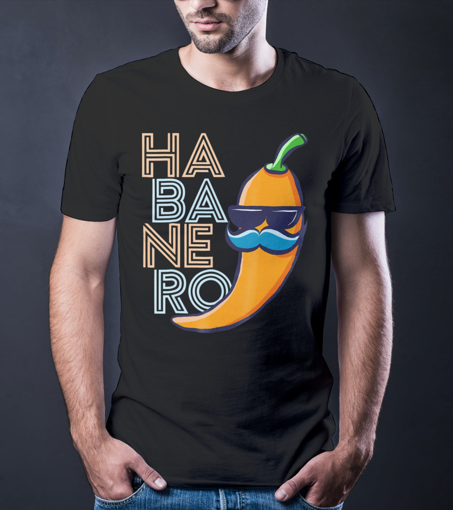 Habanero Lover Emoji Cinco De Mayo Mustache Pepper T-Shirt