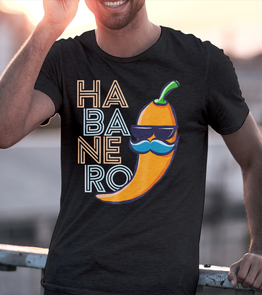 Habanero Lover Emoji Cinco De Mayo Mustache Pepper T-Shirt
