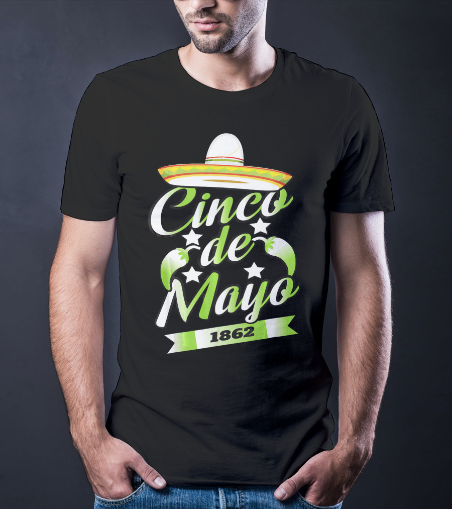 Cinco De Mayo 1862 Sombrero Mexican Cele Celebration With Stars And Sombrero T-Shirt