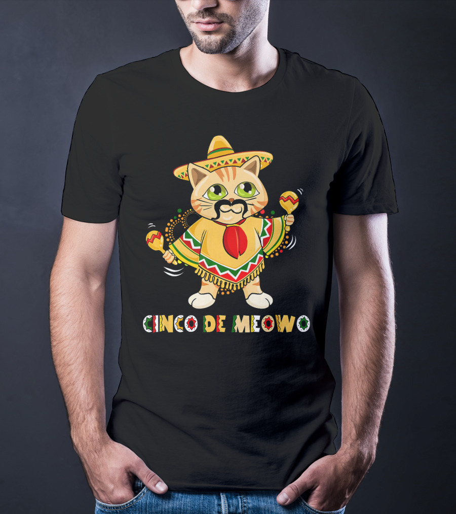Cinco De Meowo Cat In Sombrero With Maracas T-Shirt