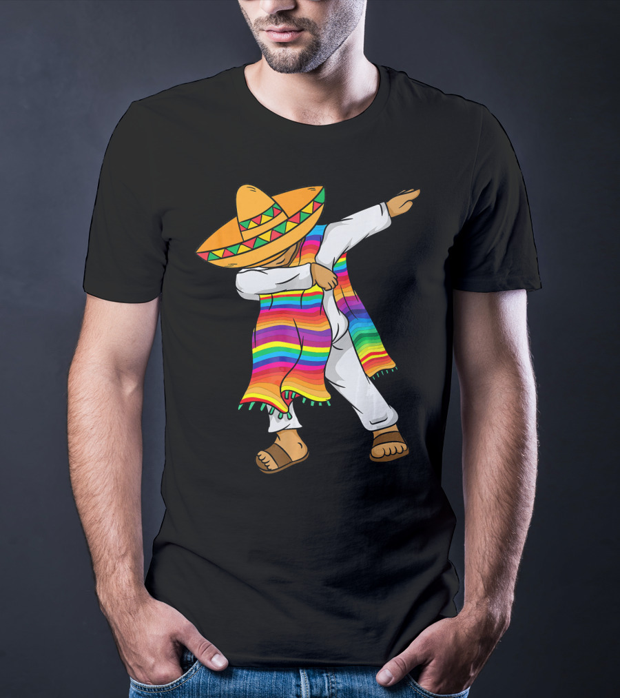 Dabbing Mexican Poncho Cinco De Mayo T-Shirt