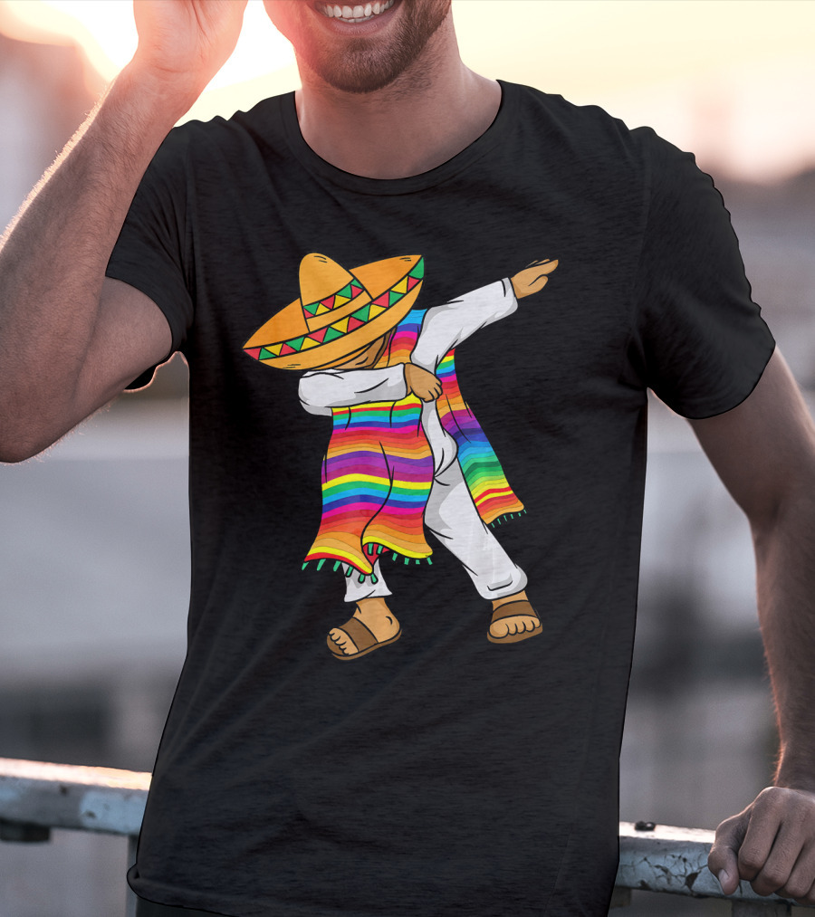 Dabbing Mexican Poncho Cinco De Mayo T-Shirt