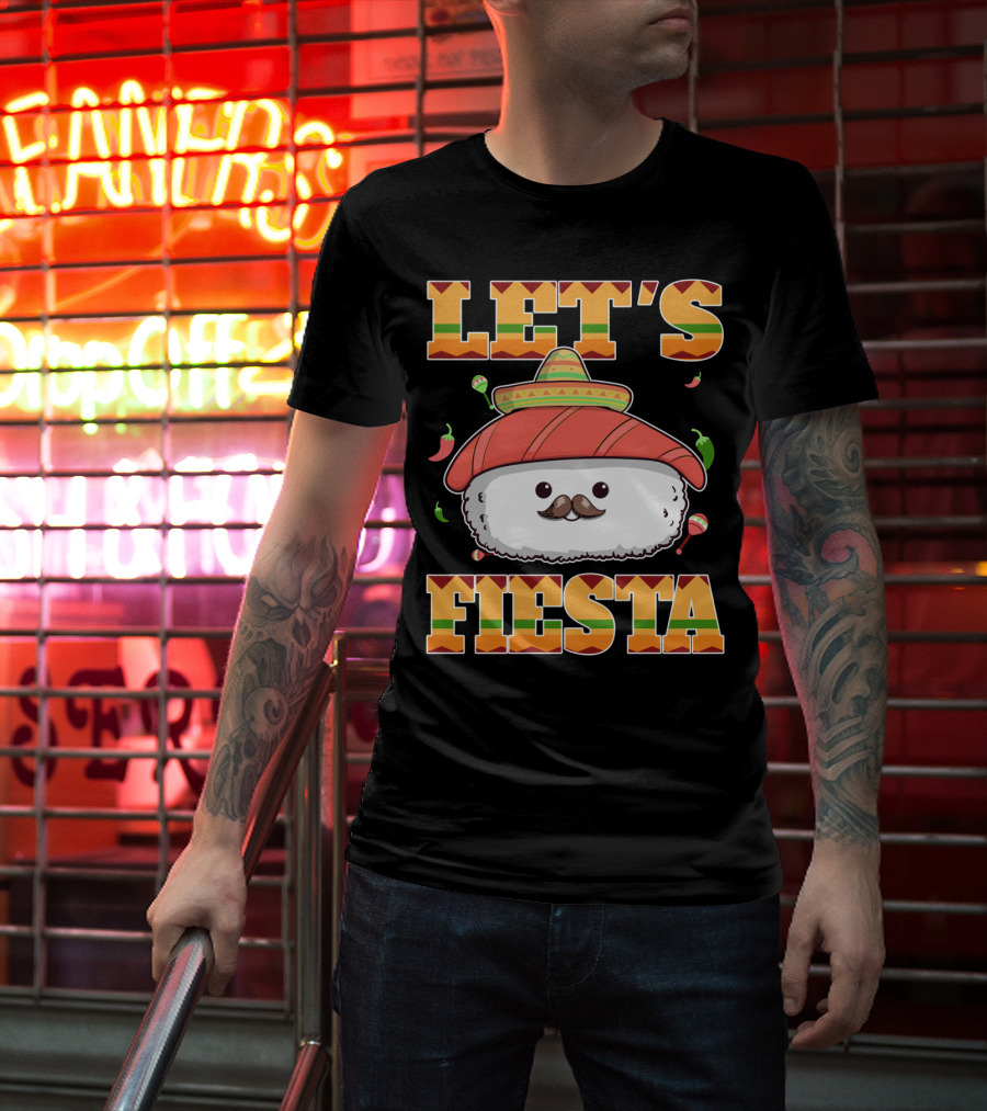 Let's Fiesta Sushi Cinco De Mayo Mexican Sombrero Cute Sushi T-Shirt