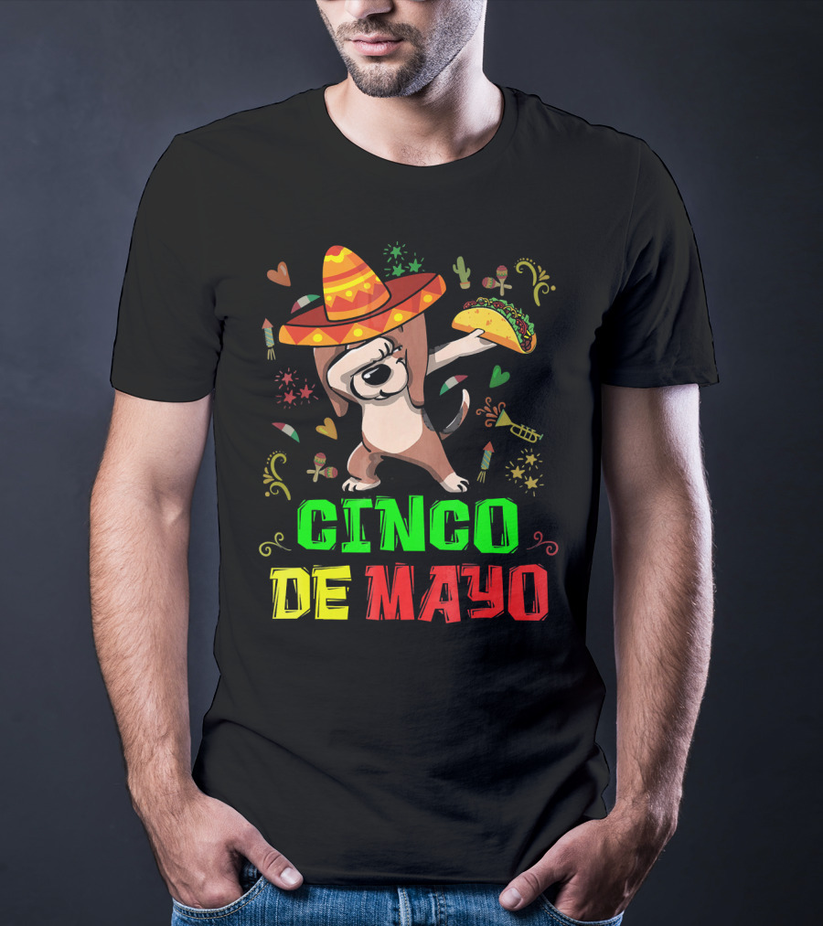 Cinco De Mayo Dabbing Taco Fiesta Dog Sombrero T-Shirt