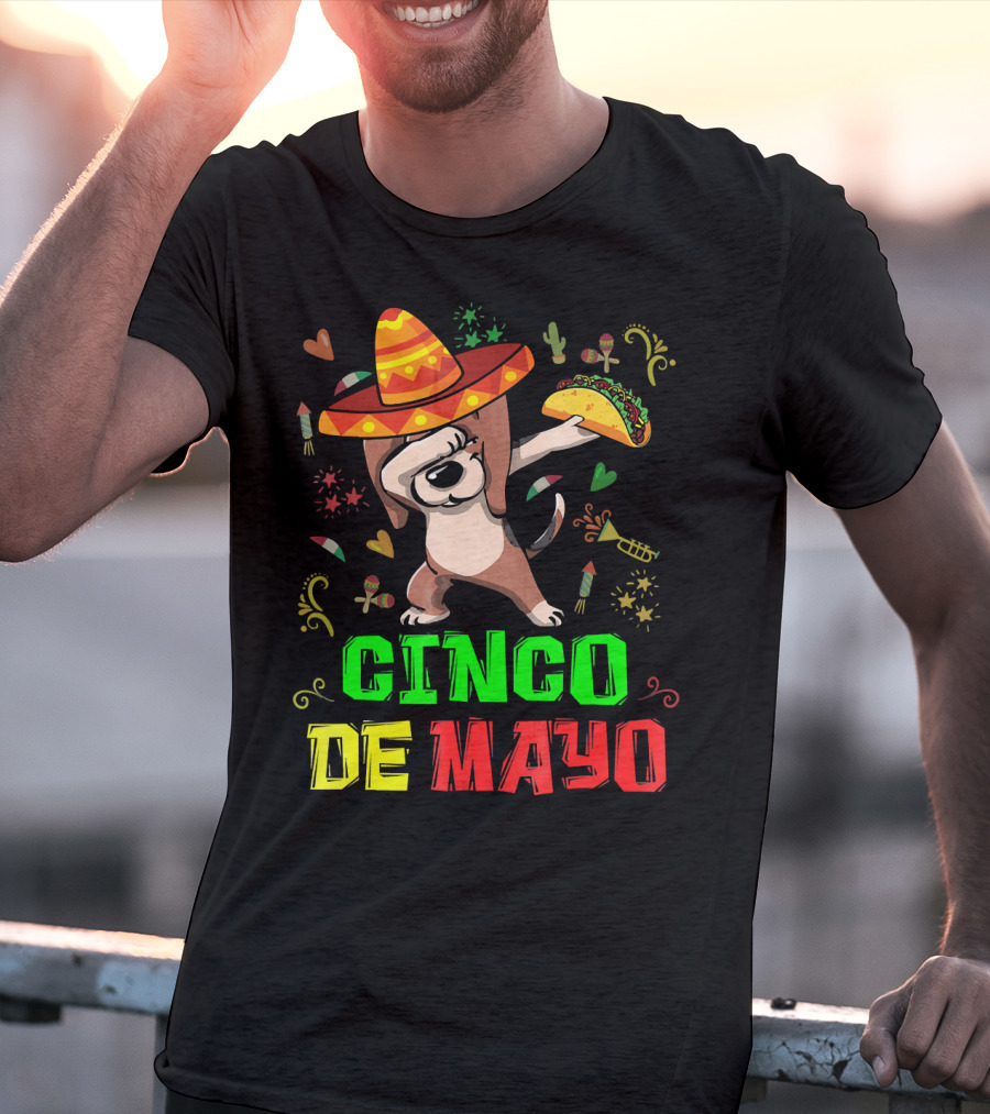 Cinco De Mayo Dabbing Taco Fiesta Dog Sombrero T-Shirt
