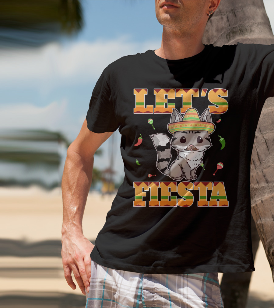 Let's Fiesta Cat Sombrero Chillies Cinco De Mayo Mexican T-Shirt