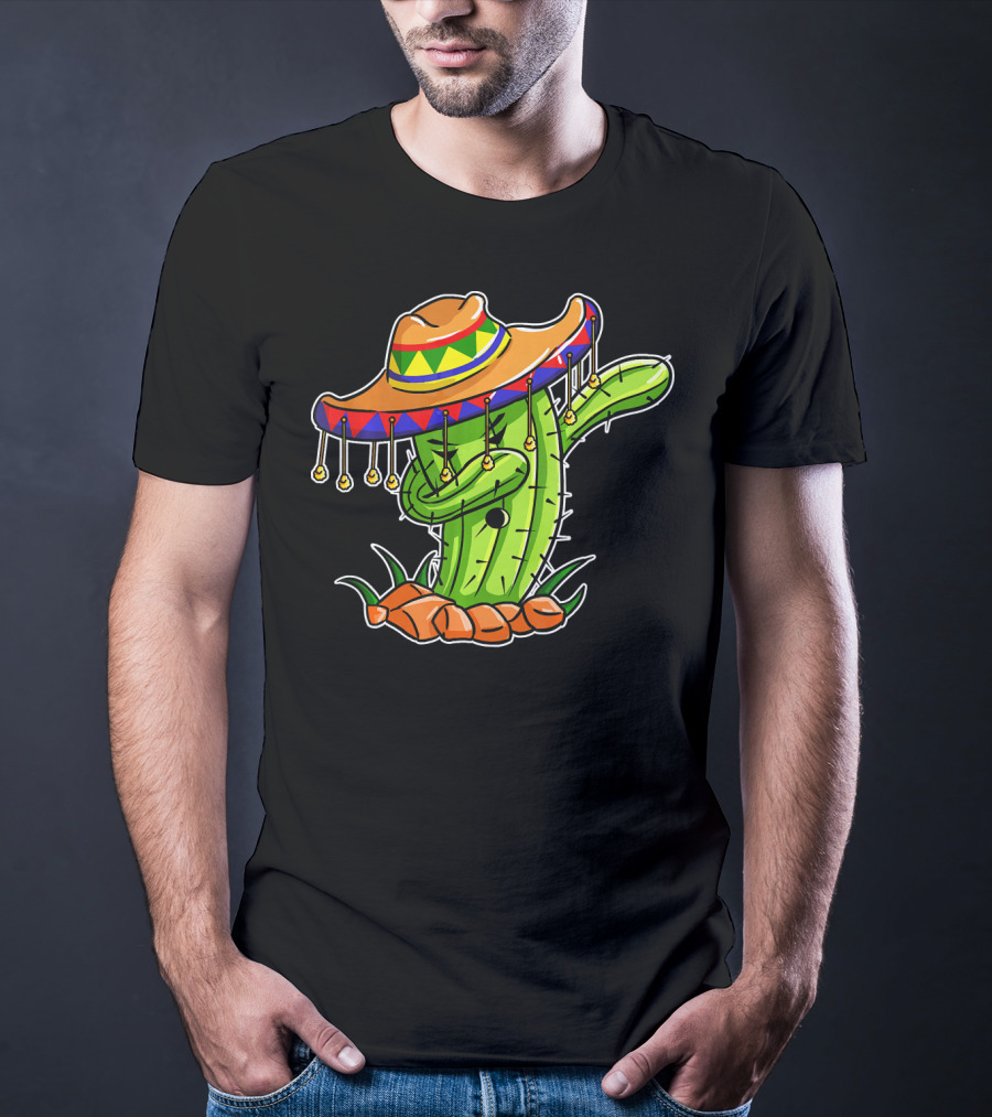 Dabbing Cactus Sombrero Cinco De Mayo T-Shirt