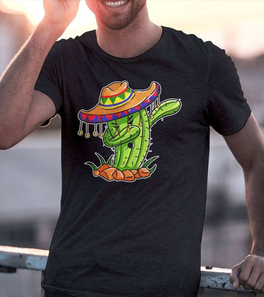 Dabbing Cactus Sombrero Cinco De Mayo T-Shirt